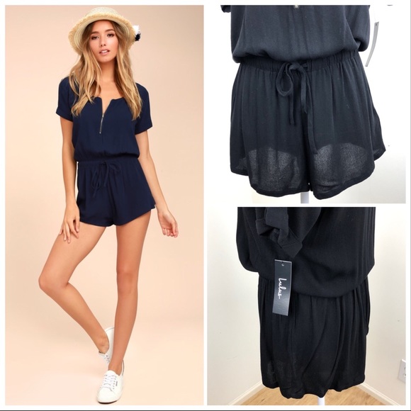 Lulu’s Flowy Short Sleeve Romper w/ Pockets NWT - Picture 7 of 8